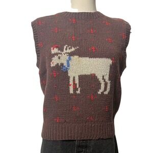 vintage 80s/90s the eagles eye sweater vest moose ~ cottagecore grandma granola